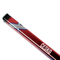 Red and black pool cue with 'Cèsko' branding on a white background